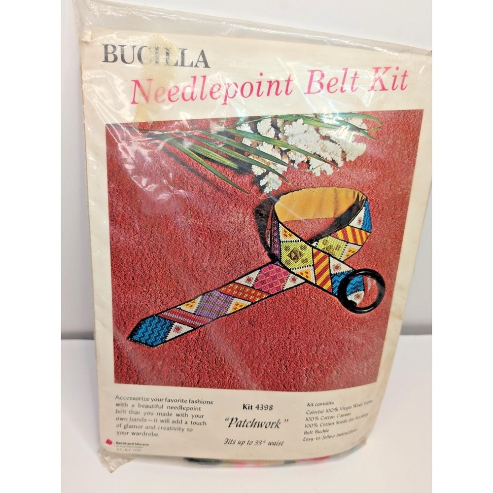 Bucilla Needlepoint Belt Kit 4398 Patchwork Vintage DIY Craft New Sealed